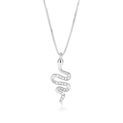 Fashion Lady Snake Pendant Necklace With Dazzling Zirconia Stylish Party Accessories Dainty Gift Animal Jewelry For Women Fashion Jewelry